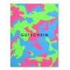 Gutscheinkarte Camouflage A5 - Grün, Pink auf Blau