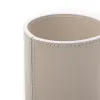 Runder Stiftebecher, Leder, H  11 cm, D 8,5 cm, Hellgrau - 2