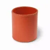 Runder Stiftebecher, Leder, H  11 cm, D 8,5 cm, Orange - 2